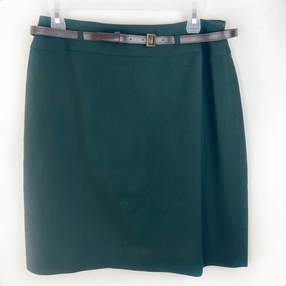 Jones New York 100% Wool Straight Skirt Forest Green 10 Preppy Office Career